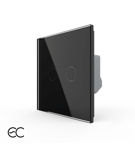 Intrerupator Dublu cu Touch LIVOLO din Sticla - Protocol ZigBee EC, negru