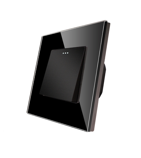 Intrerupator Simplu Mecanic LUXION cu Rama din Sticla, negru