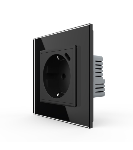 Priza Schuko + USB-C LIVOLO, Standard German - Serie Noua, negru