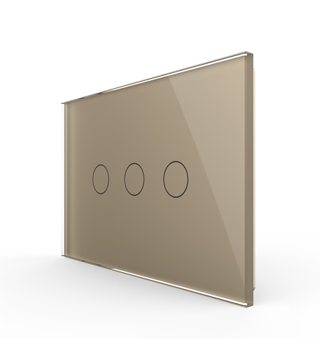 Intrerupator triplu cu touch Livolo din sticla, standard italian - Serie noua, auriu