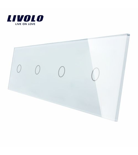 Panou 4 intrerupatoare simple cu touch Livolo din sticla, alb
