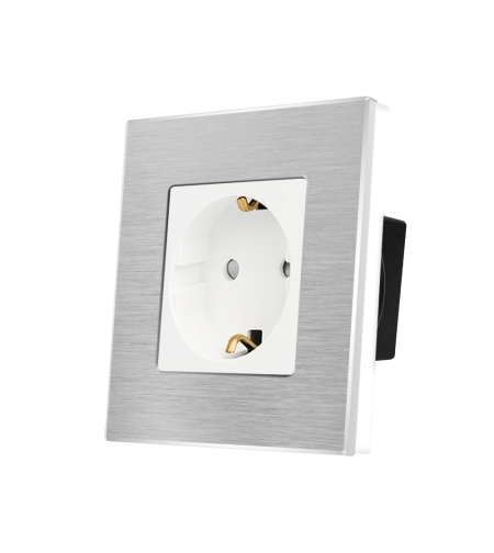 Priza Simpla LUXION cu rama din aluminiu, alb