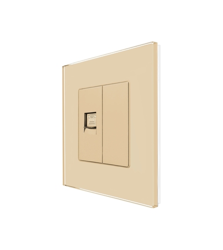 Priza Telefon + Blank cu Rama din Sticla LUXION, auriu