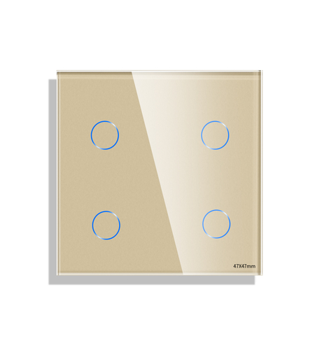 Panou Intrerupator Cvadruplu cu Touch Mini din Sticla LUXION, auriu