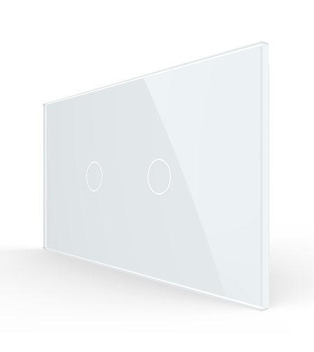 Intrerupator Simplu + Simplu cu Touch LIVOLO cu Rama Din Sticla, Standard Italian, 4M, alb