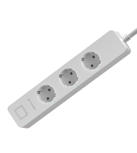 Prelungitor inteligent Blitzwolf BW-SHP9, 3 prize si 2 porturi USB, 3300W, 15A, Control de pe telefonul mobil