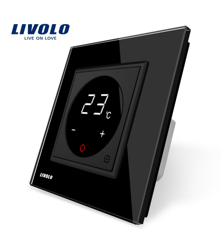 Termostat Livolo pentru sisteme de incalzire electrice, negru