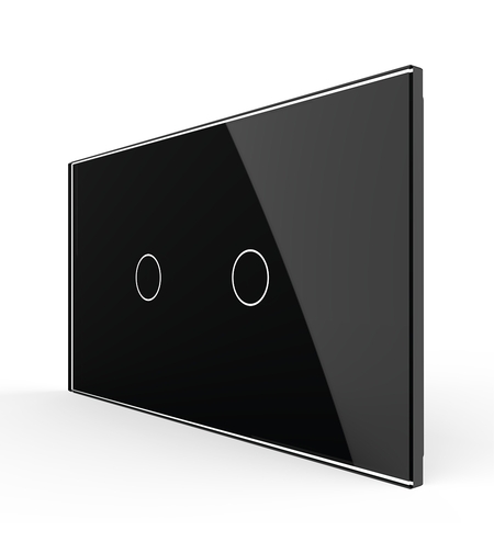 Intrerupator Simplu + Simplu cu Touch LIVOLO cu Rama Din Sticla, Standard Italian, 4M, negru