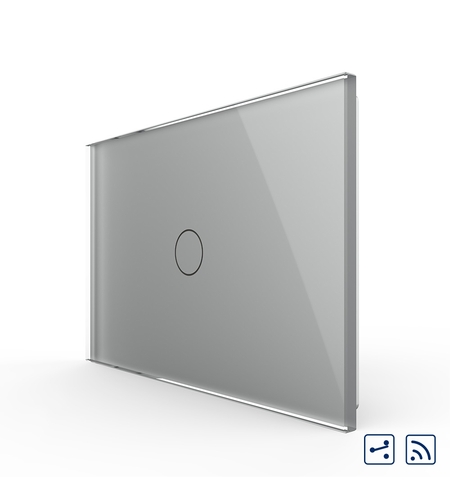 Intrerupator cap scara/cruce wireless cu touch Livolo din sticla - standard italian, gri