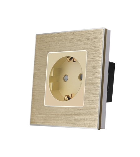 Priza Simpla LUXION cu rama din aluminiu, auriu