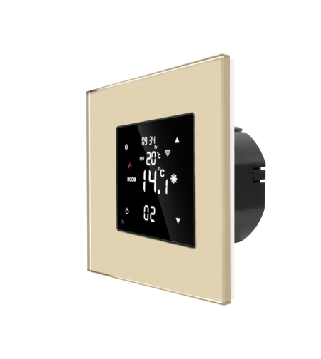 Termostat Wi-Fi pentru incalzirea electrica LUXION cu Rama din Sticla, auriu