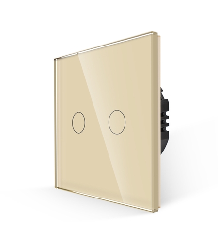 Intrerupator Dublu cu Touch din Sticla LUXION, 500W, auriu