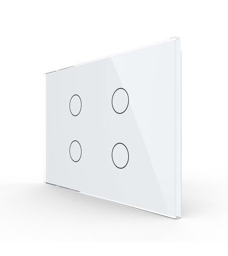 Panou intrerupator cvadruplu cu touch Livolo din sticla, standard Italian - Serie noua, alb