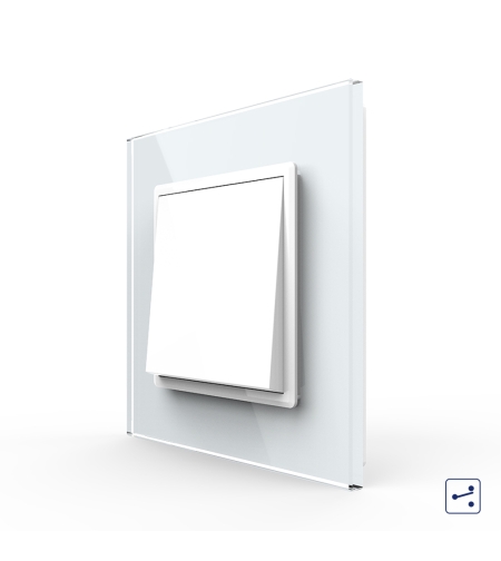 Intrerupator Simplu Mecanic Cap Cruce, 2 Module LIVOLO cu Rama din Sticla - Serie Noua, alb