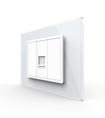 Priza internet Livolo cu rama din sticla - standard italian, alb