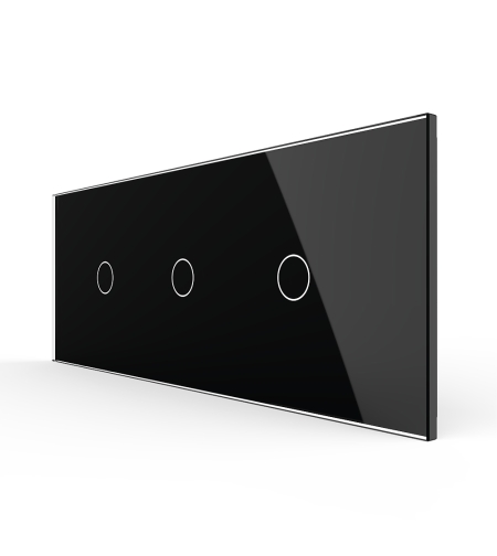 Intrerupator Simplu + Simplu + Simplu cu Touch LIVOLO cu Rama Din Sticla, Standard Italian, 6M, negru