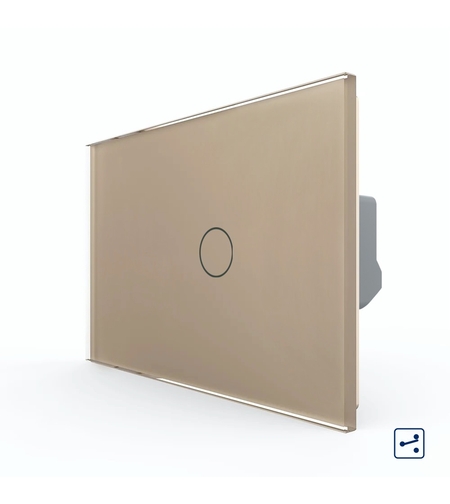 Intrerupator Simplu Cap Scara / Cruce cu Touch LIVOLO din Sticla, Standard Italian, auriu
