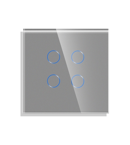 Panou Intrerupator Cvadruplu cu Touch Din Sticla LUXION, gri