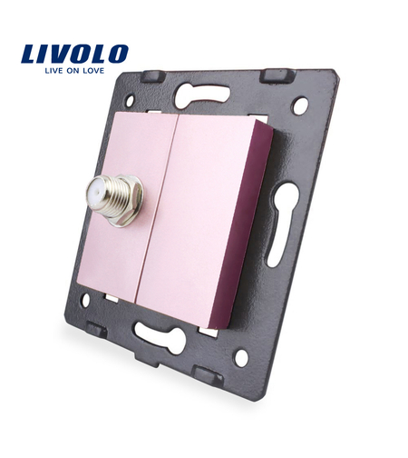 Priza TV satelit Livolo fara rama sticla, roz