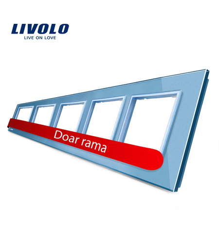 Rama cvintuplu din sticla Livolo, albastru