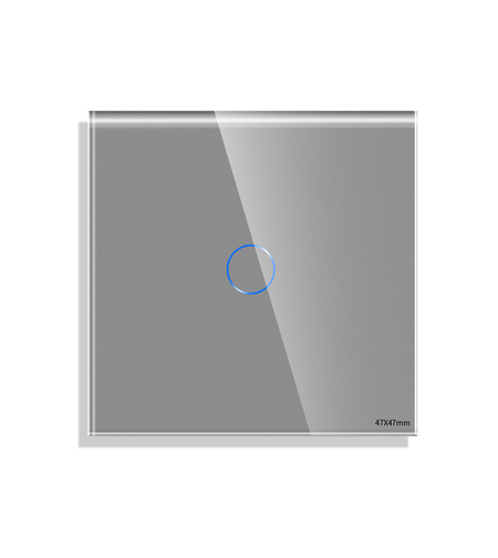 Panou Intrerupator Simplu cu Touch Mini din Sticla LUXION, gri