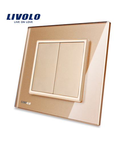 Priza blank/goala Livolo cu rama din sticla, auriu