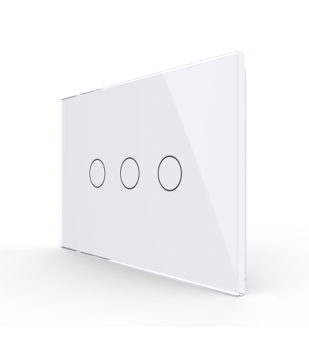 Intrerupator triplu cu touch Livolo din sticla, standard italian - Serie noua, alb