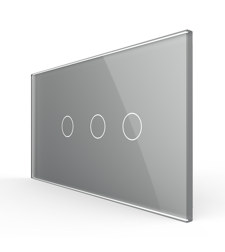 Intrerupator Simplu + Dublu cu Touch LIVOLO cu Rama Din Sticla, Standard Italian, 4M, gri