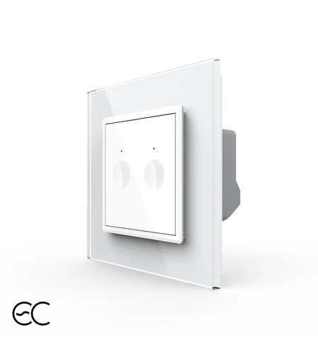 Intrerupatorul Dublu cu Touch LIVOLO cu Rama Din Sticla - Protocol Zigbee EC, alb