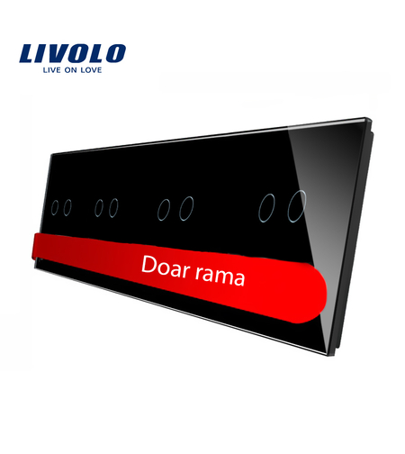 Panou intrerupator dublu+dublu+dublu+dublu cu touch Livolo din sticla, negru