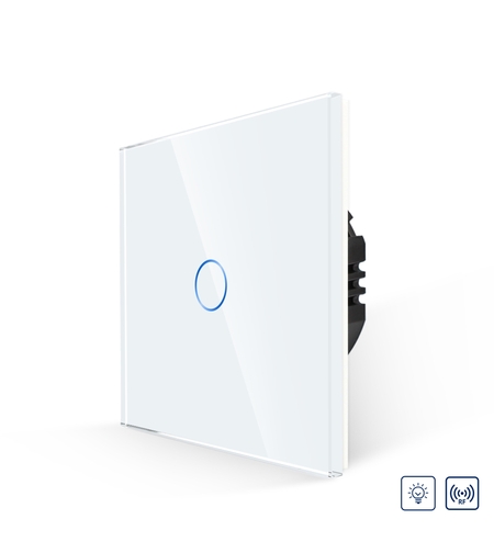 Intrerupator Simplu cu Variator cu Touch din Sticla LUXION, RF433, alb
