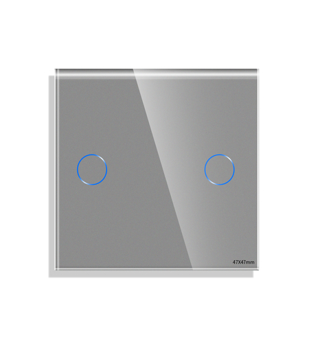 Panou Intrerupator Dublu cu Touch Mini din Sticla LUXION, gri