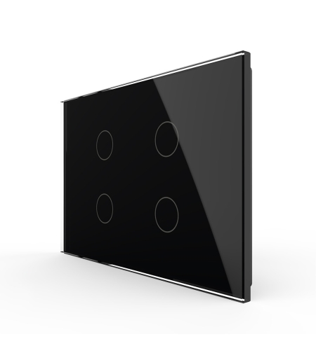 Intrerupator cvadruplu cu touch Livolo din sticla - standard italian, negru