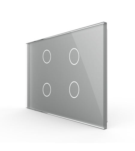 Panou intrerupator cvadruplu cu touch Livolo din sticla, standard Italian - Serie noua, gri