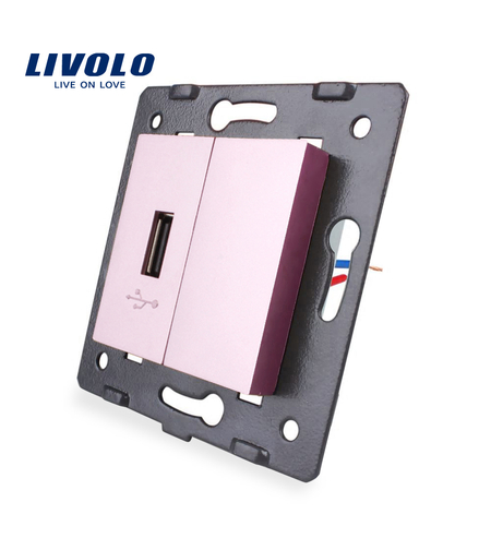 Priza USB Livolo, roz