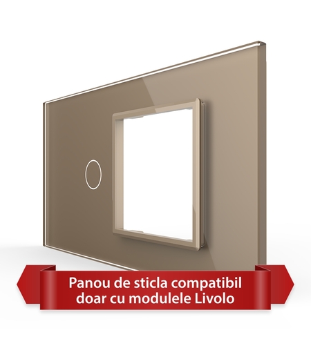 Panou Intrerupator Simplu cu Priza LIVOLO din Sticla, Standard Italian - 4M, auriu