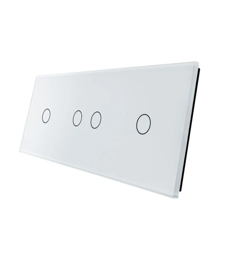 Panou intrerupator simplu+ dublu + simplu cu touch LIVOLO din sticla, alb