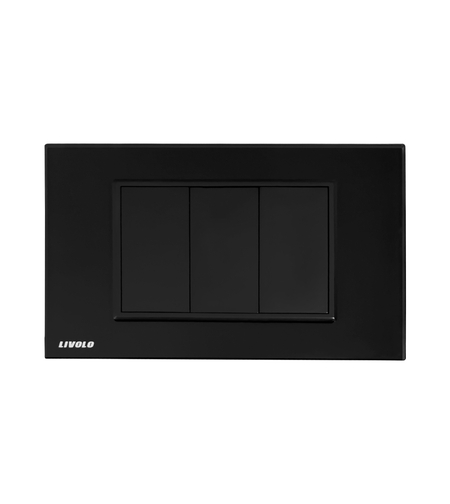 Priza blank - goala Livolo cu rama din sticla - standard italian, negru