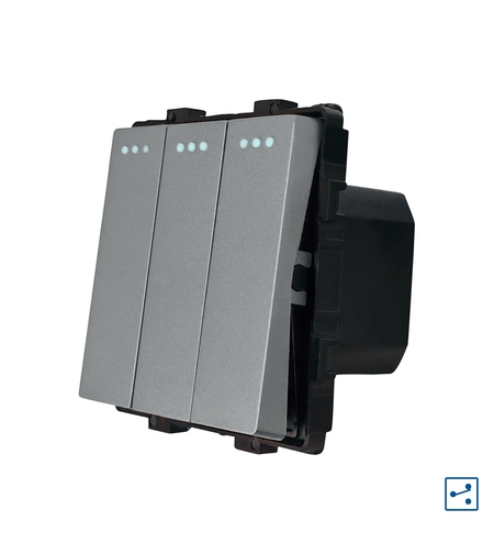 Modul Intrerupator Triplu Cap Scara Mecanic LUXION, gri