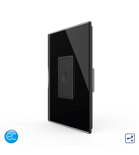 Intrerupator Simplu Cap Scara / Cruce cu Touch Livolo cu Rama Din Sticla 1M, Zigbee EC - Serie Noua, negru