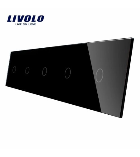 Panou 5 intrerupatoare simple cu touch Livolo din sticla, negru