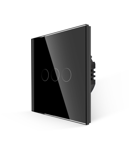 Intrerupator Triplu cu Touch din Sticla LUXION, 500W, negru