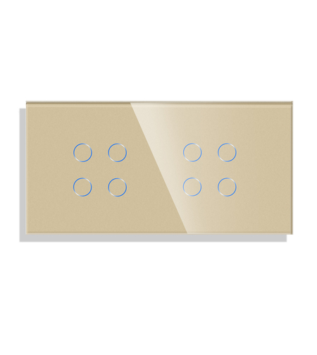 Panou Intrerupator Cvadruplu + Cvadruplu cu Touch din Sticla LUXION, auriu