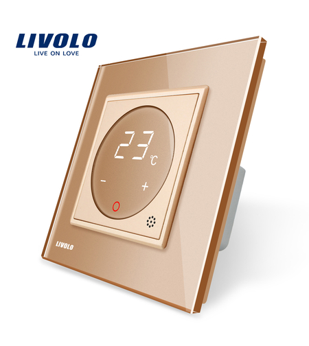 Termostat Livolo pentru sisteme de incalzire electrice, auriu