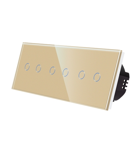 Intrerupator Dublu + Dublu + Dublu cu Touch din Sticla LUXION, auriu