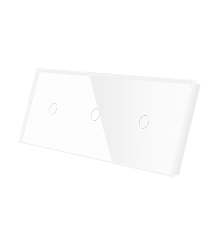 Panou Intrerupator Simplu + Simplu + Simplu cu Touch Din Sticla LUXION, alb