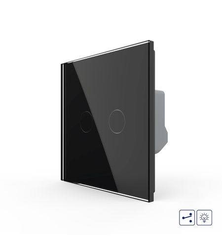 Intrerupator Dublu Cap Scara / Cruce cu Variator si Touch LIVOLO - Serie Noua, negru