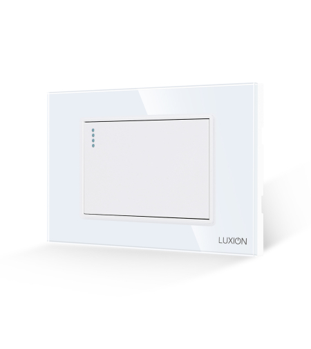 Intrerupator Simplu Mecanic LUXION cu Rama din Sticla, Standard Italian, 3M, alb