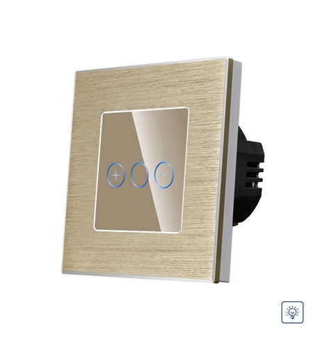 Intrerupator Simplu cu Variator cu Touch din Sticla si Rama de Aluminiu LUXION, auriu