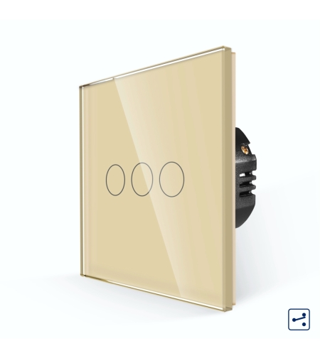 Intrerupator Triplu Cap Scara cu Touch din Sticla LUXION, Serie A, auriu